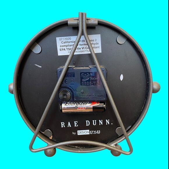 Rae Dunn Clock By Design Styles, Standing, Table, Desk, Gray Metal, Round 6” - Picture 8 of 9